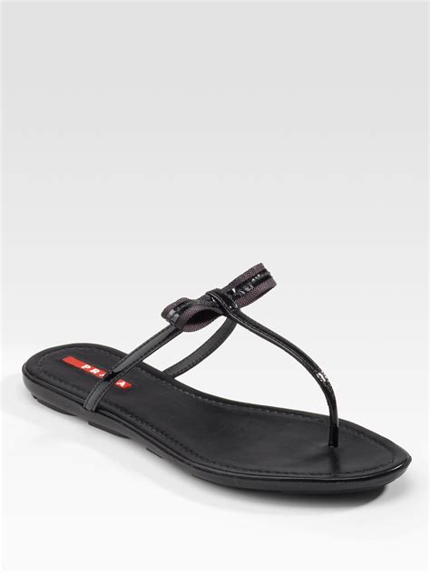 prada flat leather thong sandals|prada denim sandals.